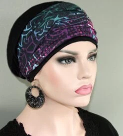 Set Van Chemomuts En Hoofdband Fantasieprint Haarverlies Kleur Zwart Maat One Size