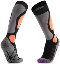 MyStand Skisokken - Wintersportsokken - Skiën Snowboarden Of Wandelen - Wintersokken Compressie - Dames/Heren - One Size - Maat 37 Tot 47 - Oranje