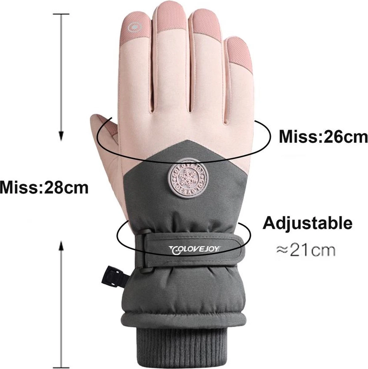 Touchscreen Ski Handschoenen - Grijs 6 Touchscreen Ski Handschoenen - Grijs - Afbeelding 4