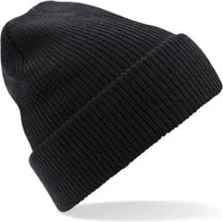 BEECHFIELD Gebreide Heritage Beanie Wintermuts In Het Zwart Voor Volwassenen - Damesmutsen / Herenmutsen - 100% Polyacryl
