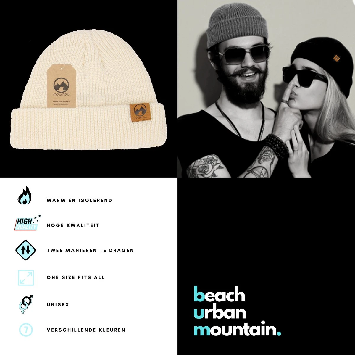 MowMow® Muts | Fisherman | Beanie | One Size Fits All | Unisex | Volwassenen 4 MowMow® Muts | Fisherman | Beanie | One Size Fits All | Unisex | Volwassenen - Afbeelding 2