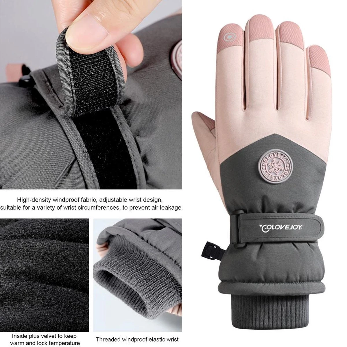 Touchscreen Ski Handschoenen - Grijs 9 Touchscreen Ski Handschoenen - Grijs - Afbeelding 7