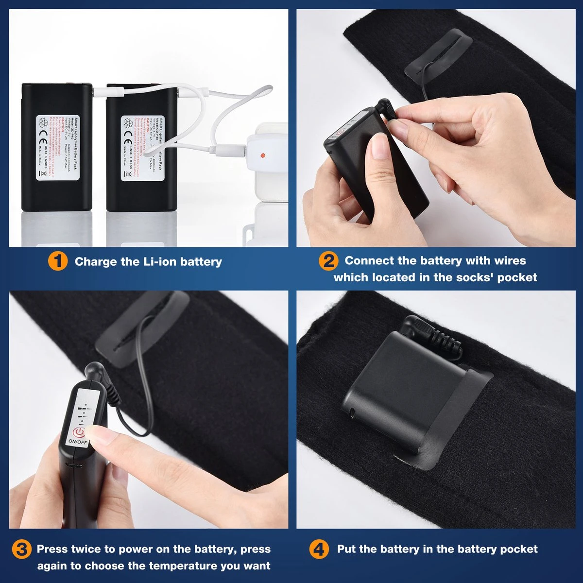 Qualitá® Verwarmde Sokken - Elektrische Sokken - Sokken - Elektrische Verwarmde Sokken - Maat 35-40 7 Qualitá® Verwarmde Sokken - Elektrische Sokken - Sokken - Elektrische Verwarmde Sokken - Maat 35-40 - Afbeelding 5