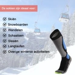 MyStand Skisokken - Wintersportsokken - Skiën Snowboarden Of Wandelen - Wintersokken Compressie - Dames/Heren - One Size - Maat 37 Tot 47 - Blauw -Bol Winkel 1200x1200 96