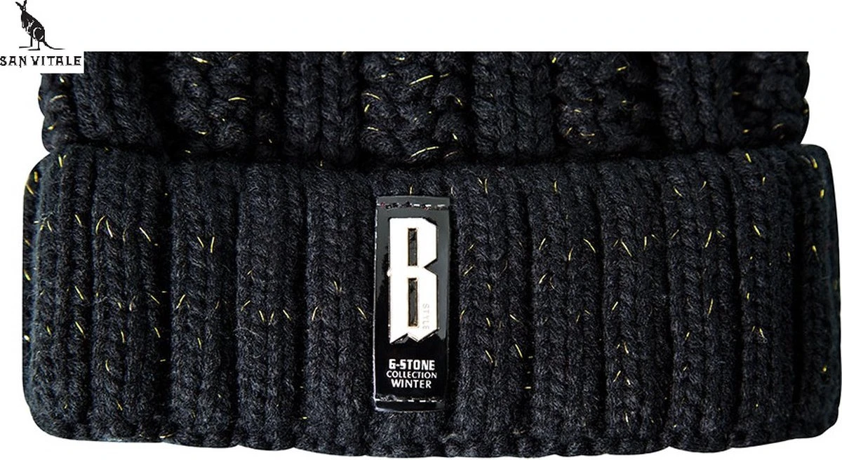 San Vitale® - Muts En Col-Sjaal - Beanie Muts - Gebreid - Warme Muts - Wintermuts - Gevoerd Wol - Zwart 6 San Vitale® - Muts En Col-Sjaal - Beanie Muts - Gebreid - Warme Muts - Wintermuts - Gevoerd Wol - Zwart - Afbeelding 4