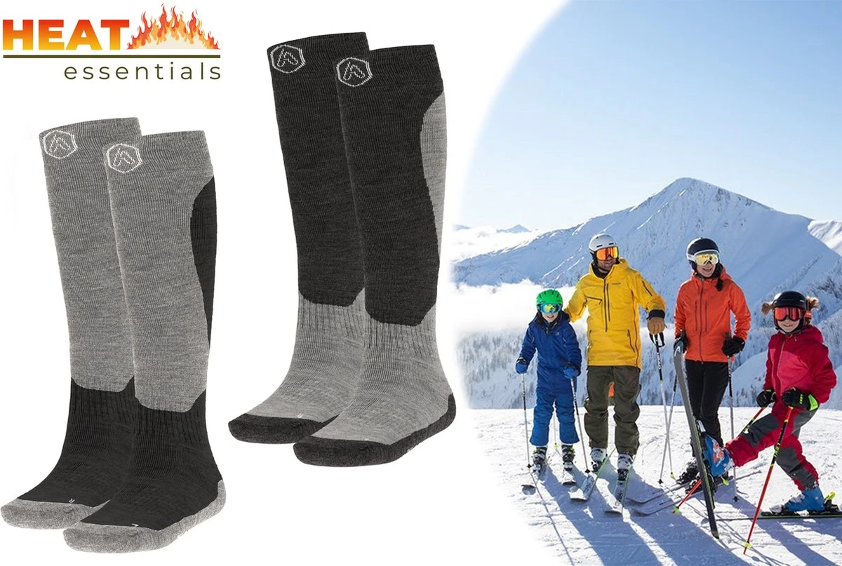 Heat Essentials - Ski Sokken 39 42 - Grijs - 2 Paar - Unisex - Extra Ondersteuning En Demping - Warme Sokken Met Wol - Skisokken Heren - Skisokken Dames - Wintersport Sokken - Huissokken - Compressie Sokken 3 Heat Essentials - Ski Sokken 39 42 - Grijs - 2 Paar - Unisex - Extra Ondersteuning En Demping - Warme Sokken Met Wol - Skisokken Heren - Skisokken Dames - Wintersport Sokken - Huissokken - Compressie Sokken