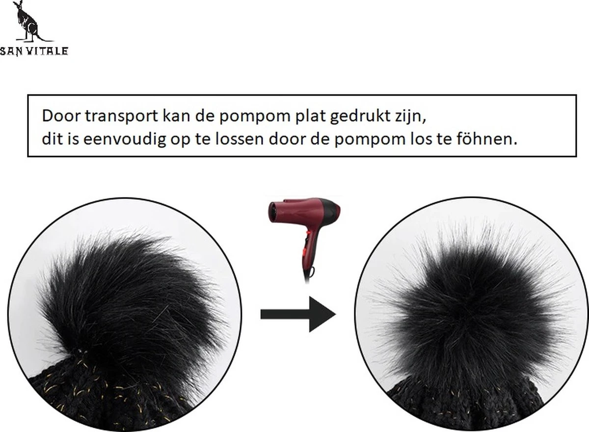 San Vitale® - Muts En Col-Sjaal - Beanie Muts - Gebreid - Warme Muts - Wintermuts - Gevoerd Wol - Zwart 4 San Vitale® - Muts En Col-Sjaal - Beanie Muts - Gebreid - Warme Muts - Wintermuts - Gevoerd Wol - Zwart - Afbeelding 2