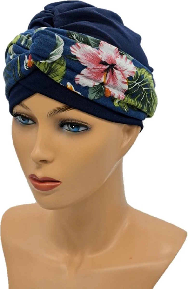 Johnson Headwear - Chemo Muts Dames - Blauw/ Bloemen - Chemo Muts - Chemo Cap - Muts - Cap - Hoofddeksel 3 Johnson Headwear - Chemo Muts Dames - Blauw/ Bloemen - Chemo Muts - Chemo Cap - Muts - Cap - Hoofddeksel