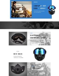 Merkloos Motor-Fiets-Scooter-Ski Bril & Masker I Anti-UV Lens I Zwart -Bol Winkel 925x1200