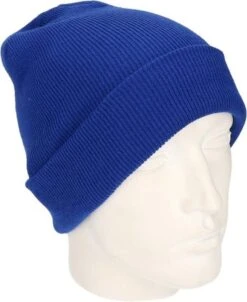 Merkloos Basic Winter Muts Kobalt Blauw